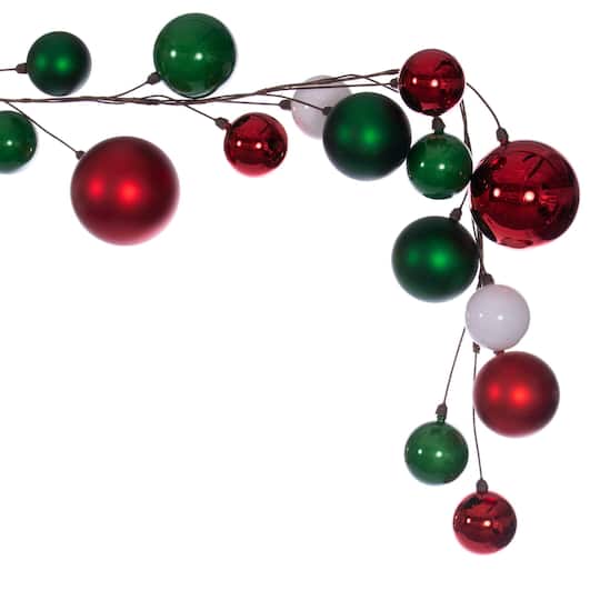Vickerman 10Ft Unlit White, Red & Green Assorted Finish Branch Ball Ornament Garland | 10 ft | Michaels®
